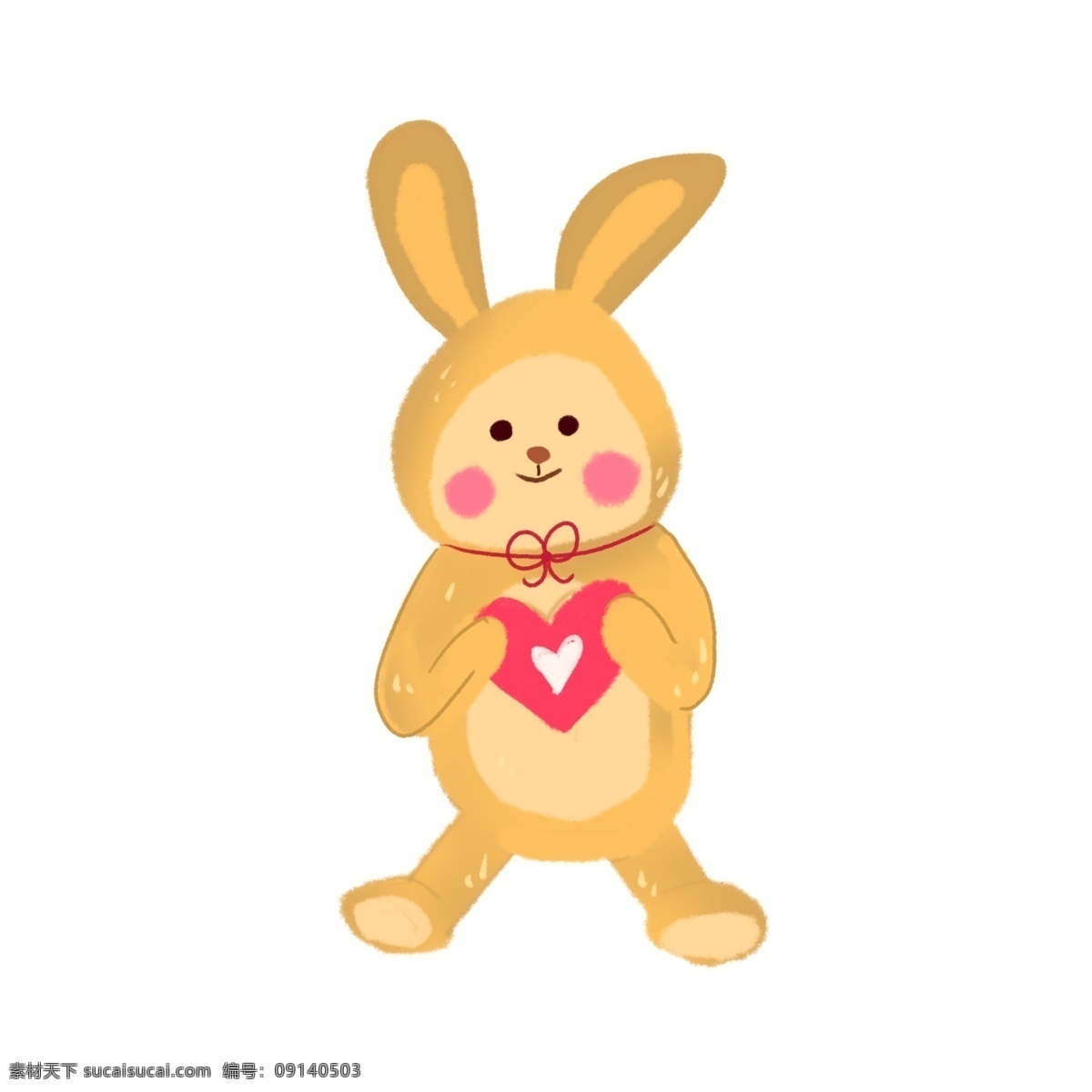 手绘 兔子 玩偶 插画 情人节 礼物 爱心 爱情 熊 红色桃心 手绘兔子 情人节礼物 玩偶插图