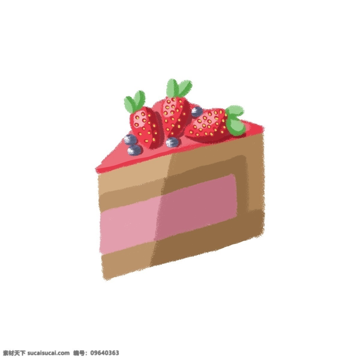 草莓 夹心 蛋糕 夹心蛋糕 绿叶 蓝莓 甜点 甜食 甜品 甜的 美味 可口 好吃 三角形蛋糕