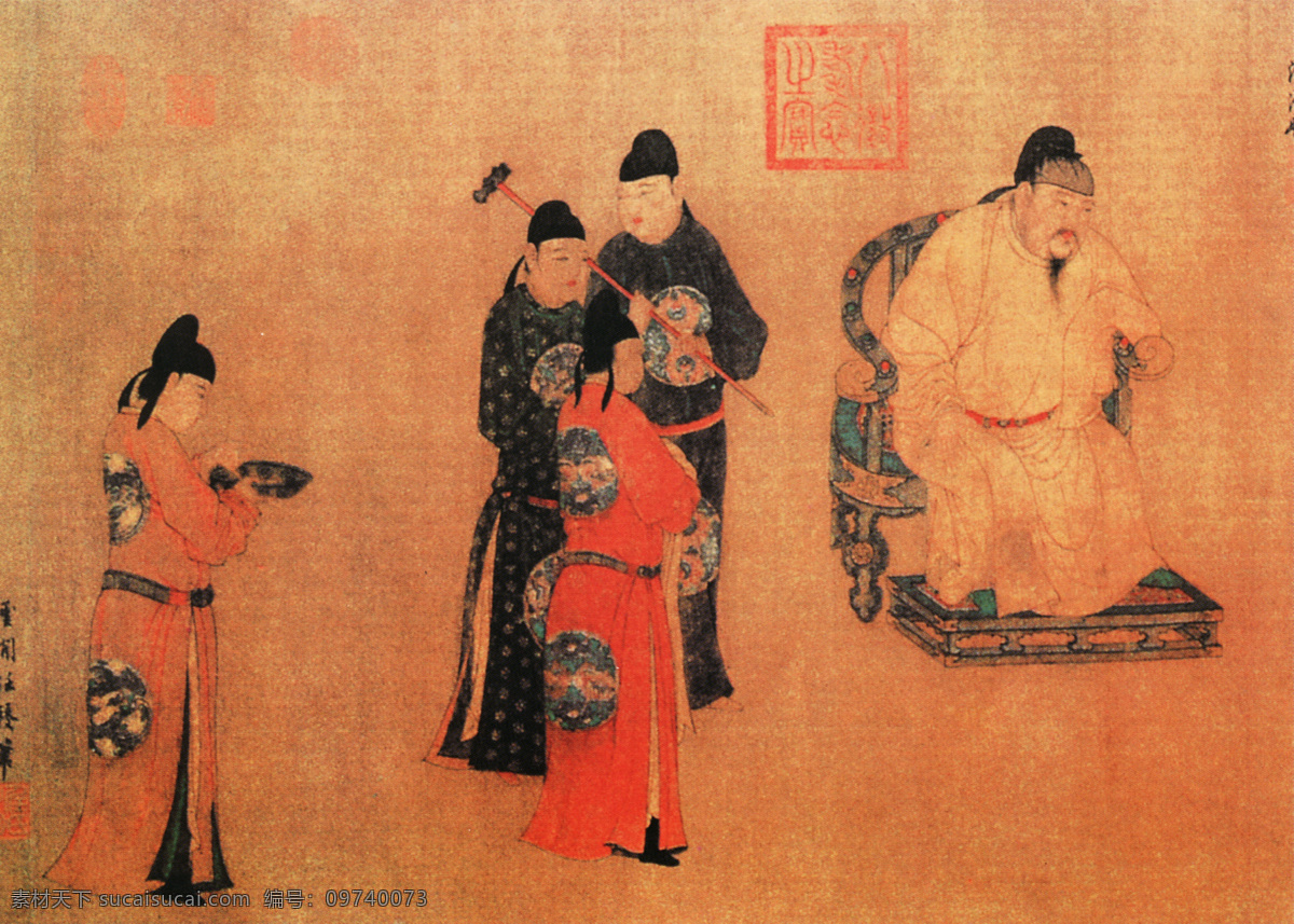 古代 人物图片 锤子 古代人物 绘画书法 设计图库 水墨画 文化艺术 印章 官员 家居装饰素材 雕刻 图案