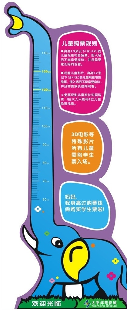 大象身高表 大象身高牌 身高 大象 儿童 卡通 购票规则 儿童票 身高线 卡通大象 可爱大象 长鼻子大象 卡通设计 矢量