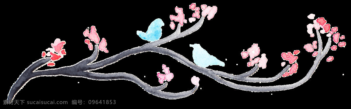 水彩 小鸟 花卉 透明 装饰 海报设计装饰 卡通 免扣 设计素材 淘宝素材 透明素材 装饰图案