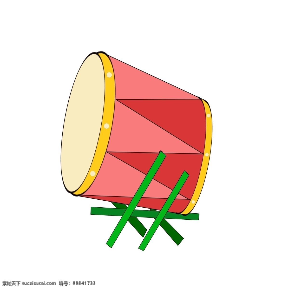 喜庆 乐器 鼓 手绘 插画 绿色的架子 民族乐器鼓 卡通乐器鼓 乐器鼓插画 喜庆乐器鼓 漂亮的乐器鼓 手绘乐器鼓