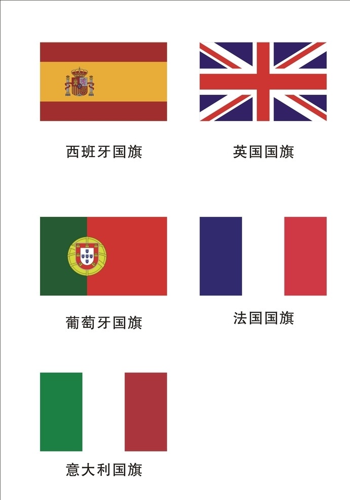 西班牙国旗 葡萄牙国旗 英国国旗 法国国旗 意大利国旗 世界国旗 标志图标 其他图标