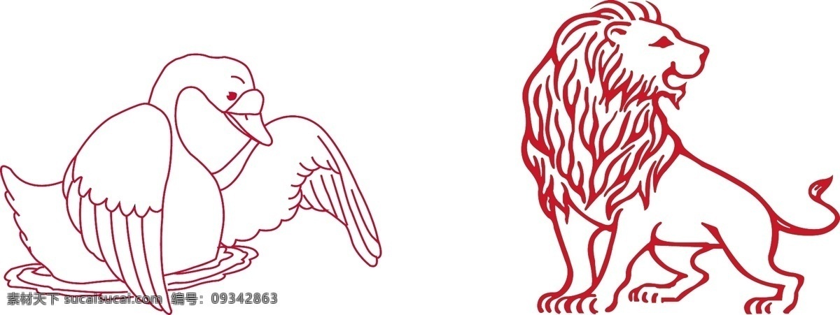 天鹅 狮子图片 狮子 矢量图 标志 logo素材 动漫动画