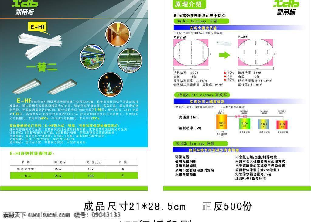 单页免费下载 产品介绍 单页 节能灯单页 矢量 装饰素材 灯饰素材