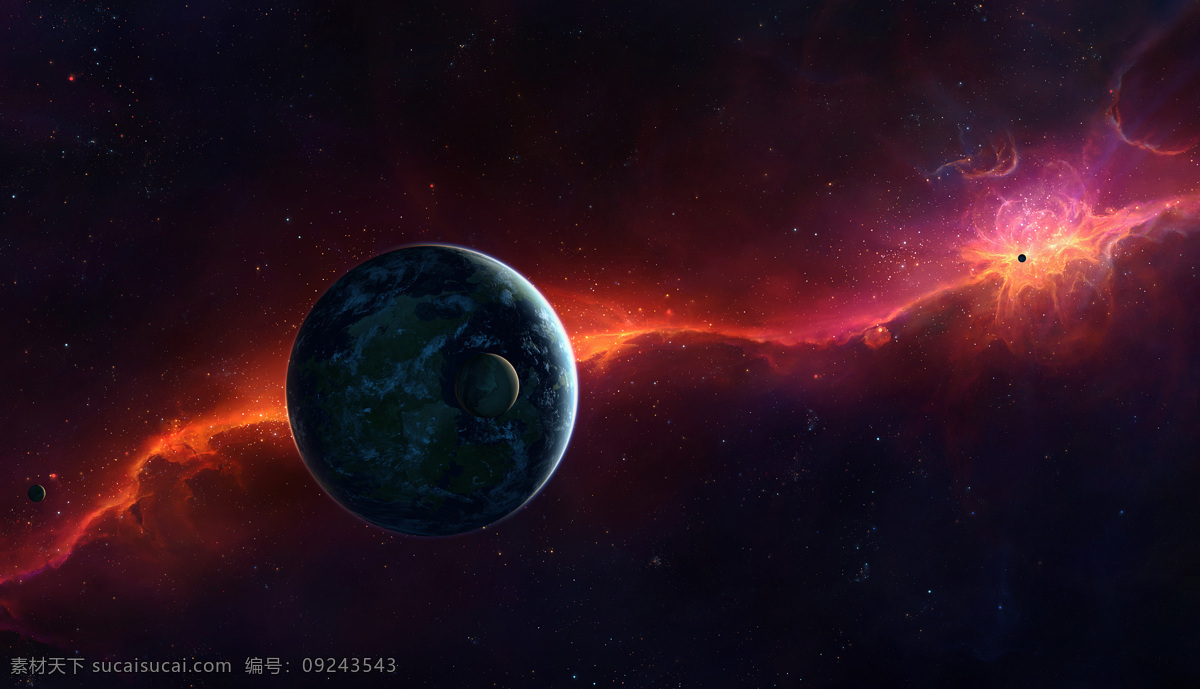 红色 裂痕 之星 科技 星球 炫光 宇宙 震撼 背景图片