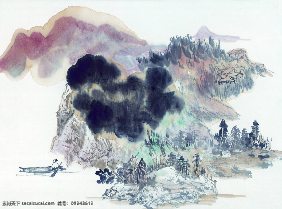 浓 情 山水画 诗人 绘画 山水 小船 中国画 浓情山水画 家居装饰素材 山水风景画