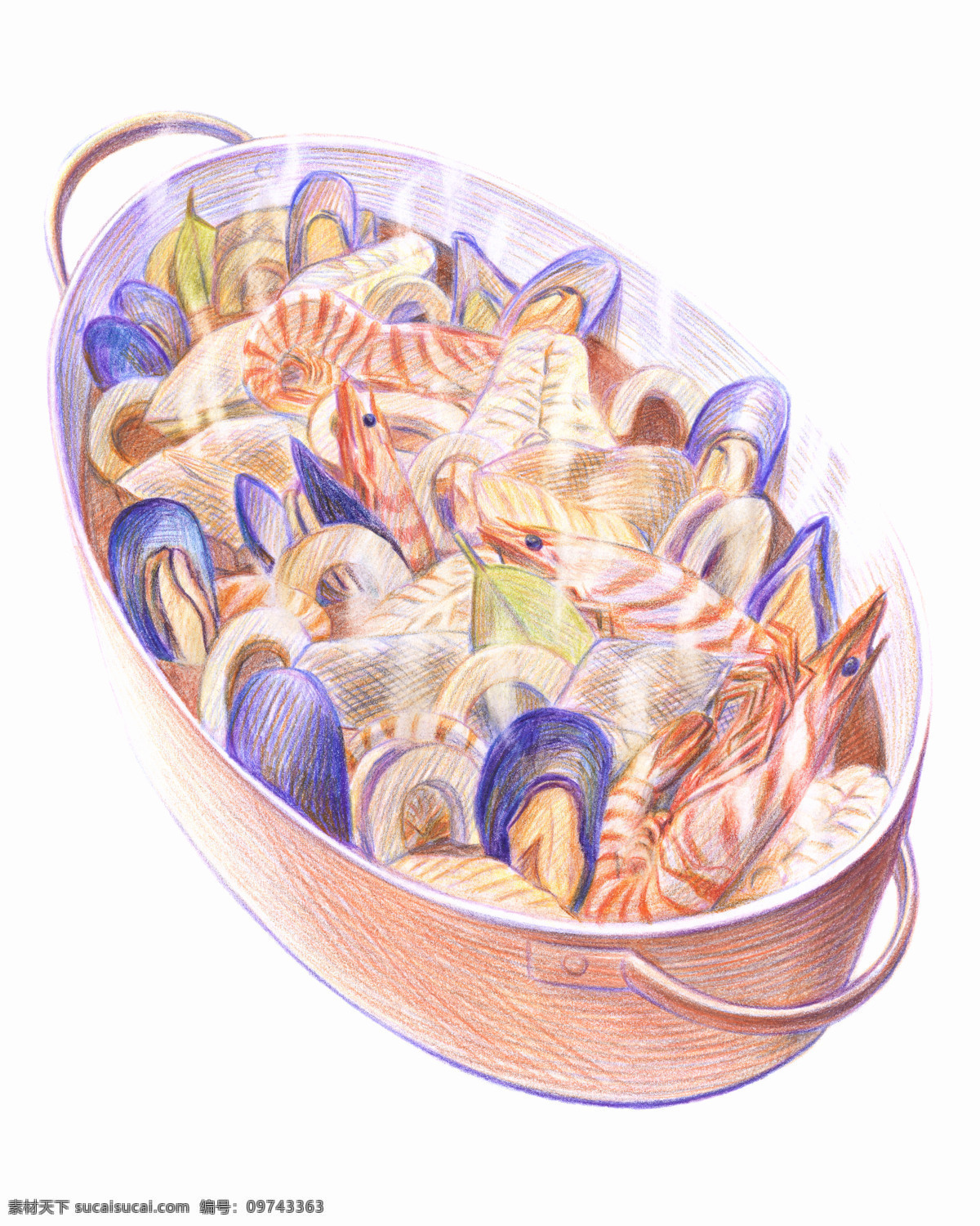 彩铅免费下载 彩铅 插画 插图 绘画 美食 设计图库 生物世界 鱼类 插画集