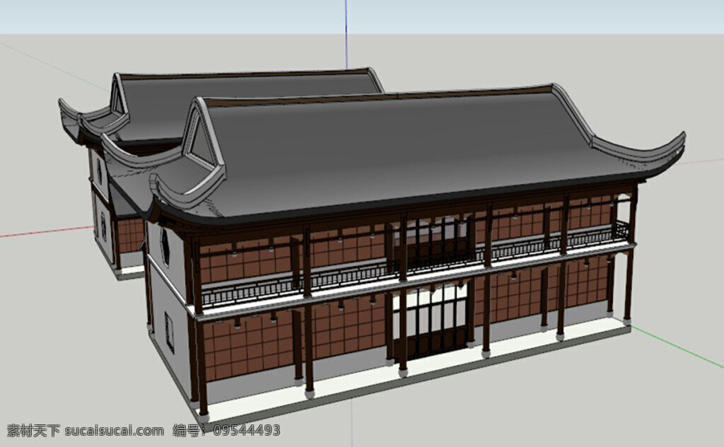 古建 fdas 古建筑 建筑模型 古楼 模型 skp 灰色