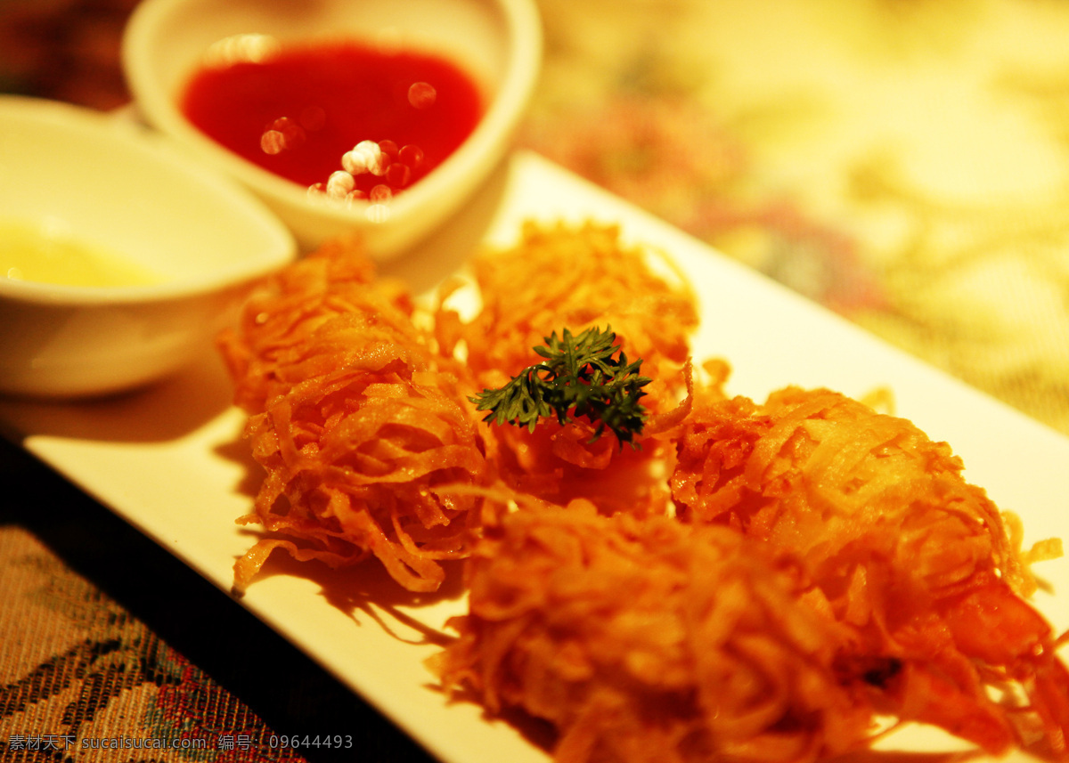 千丝万缕虾 对虾 虾块 西餐美食 餐饮美食