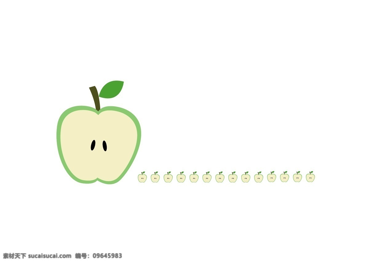 手绘 卡通 苹果 分割线 插画