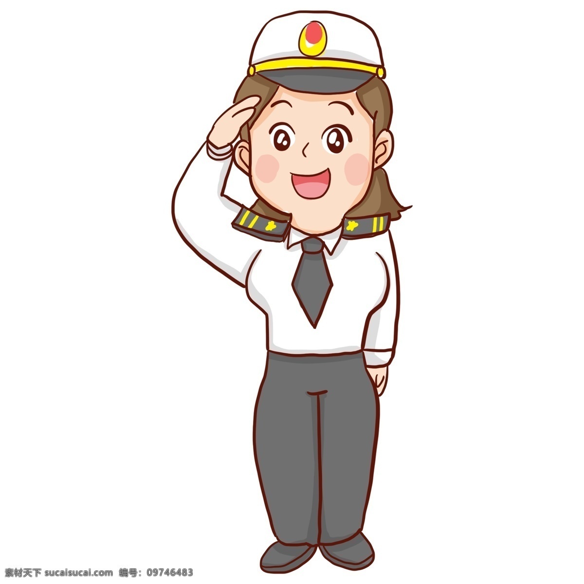 手绘 女 警察 插画 人物 元素 手绘女警察 插画元素 png元素 免抠元素 透明元素