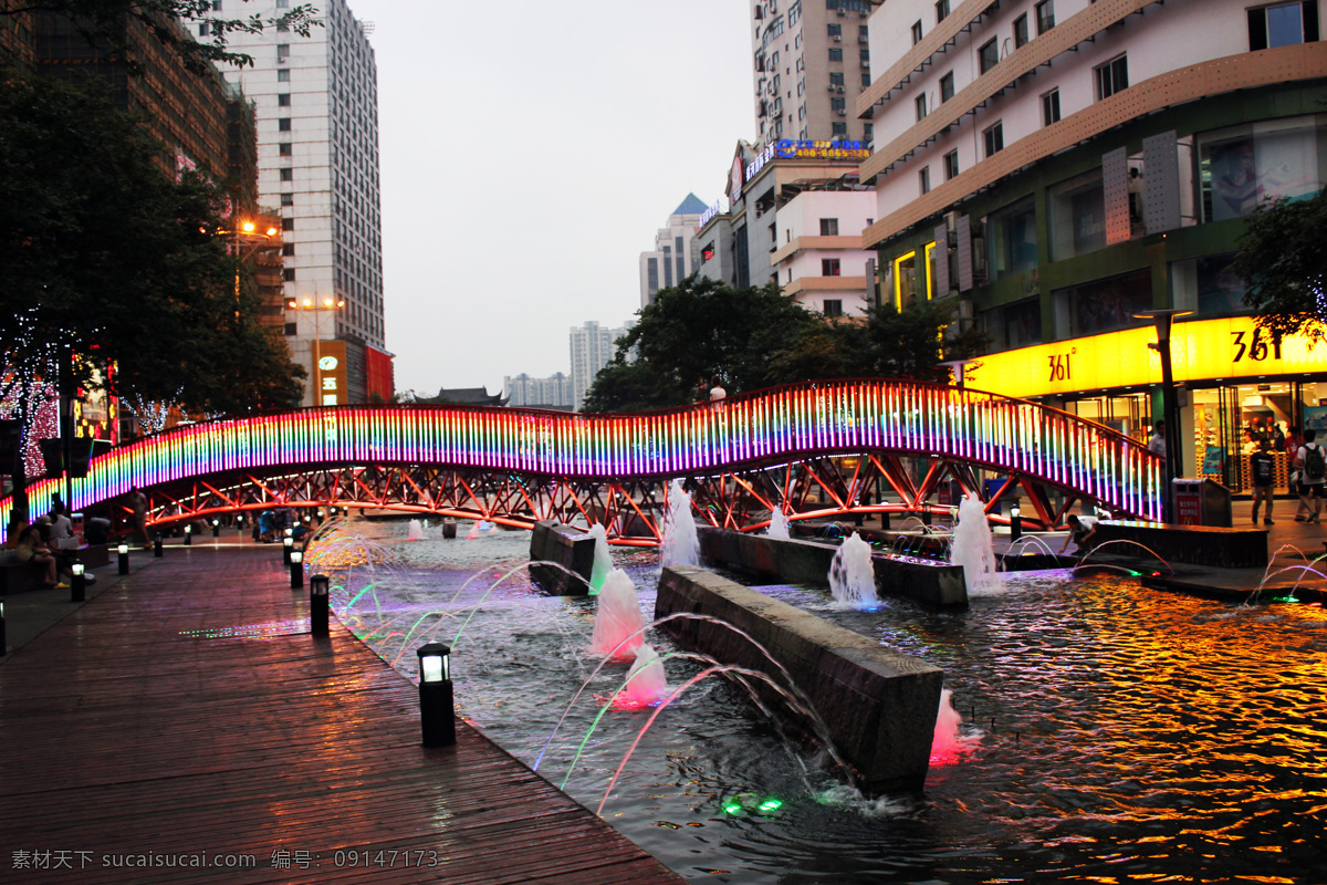 彩虹桥 人造桥 桥 人工湖 灯光 喷泉 楼 苏州上海印象 国内旅游 旅游摄影