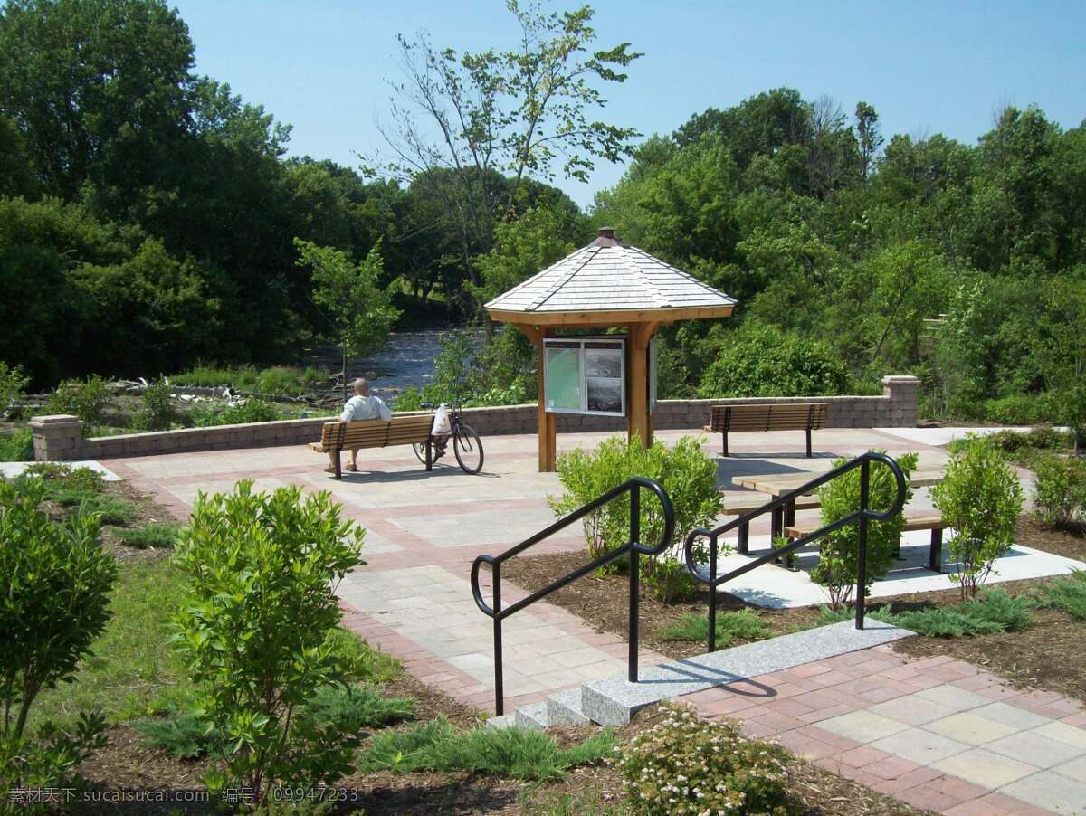 园林 公园 凉亭 阶梯 台阶 休息 椅子 绿 壮丽自然 风景名胜 自然景观
