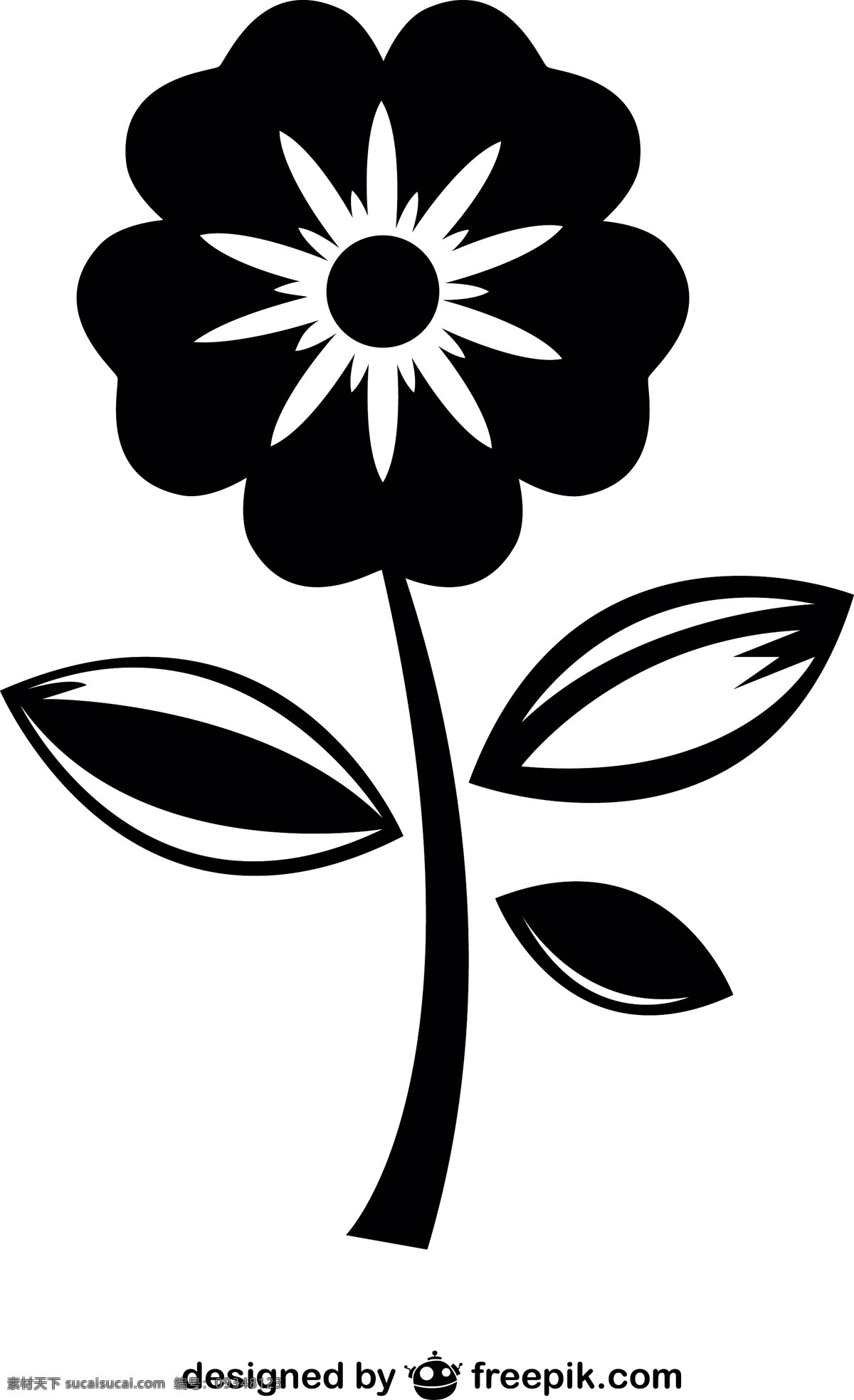 美丽 花朵 图标 花 自然 弹簧 平面 轮廓 平面设计 黑色 元素 象形文字 设计元素 图形 符号 绽放 白色