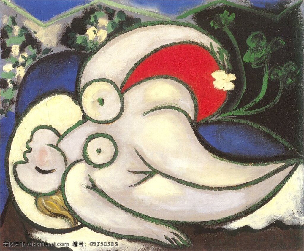 couch淇 femme 1932 西班牙 画家 巴勃罗 毕加索 抽象 油画 人物 人体 装饰画 家居装饰素材