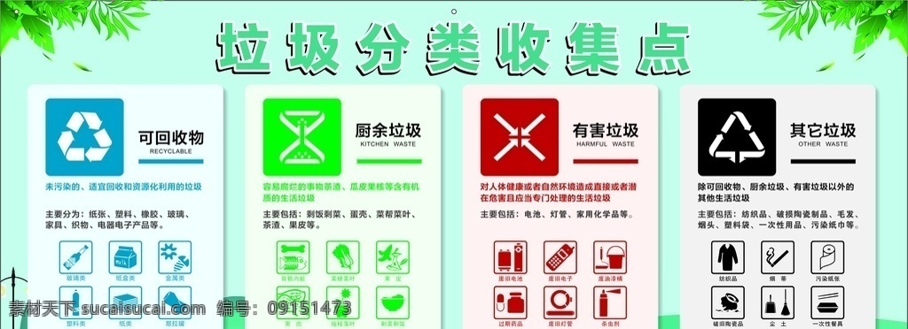 垃圾 分类 牌 垃圾分类 收集 可回收垃圾 有害垃圾