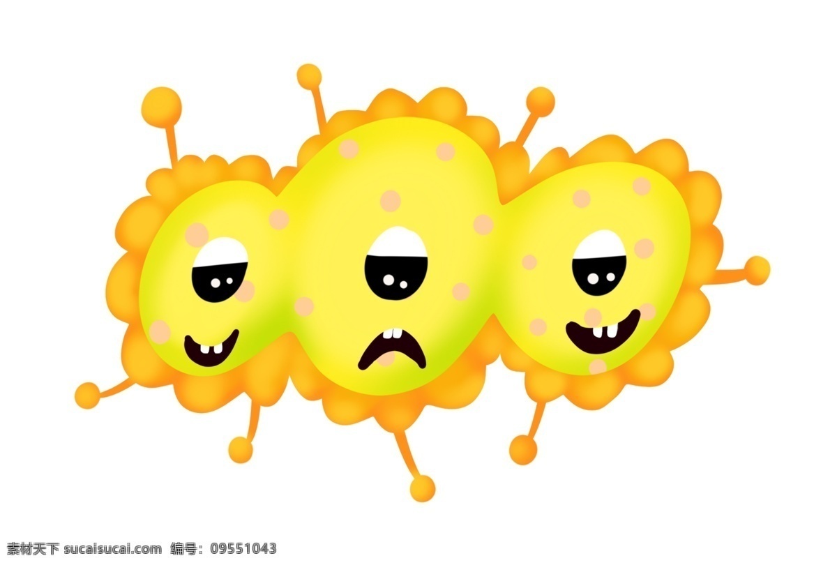 黄色 细菌 卡通 插画 黄色的细菌 卡通插画 细菌插画 病菌 细胞膜 细胞质 核糖体 好看的细菌