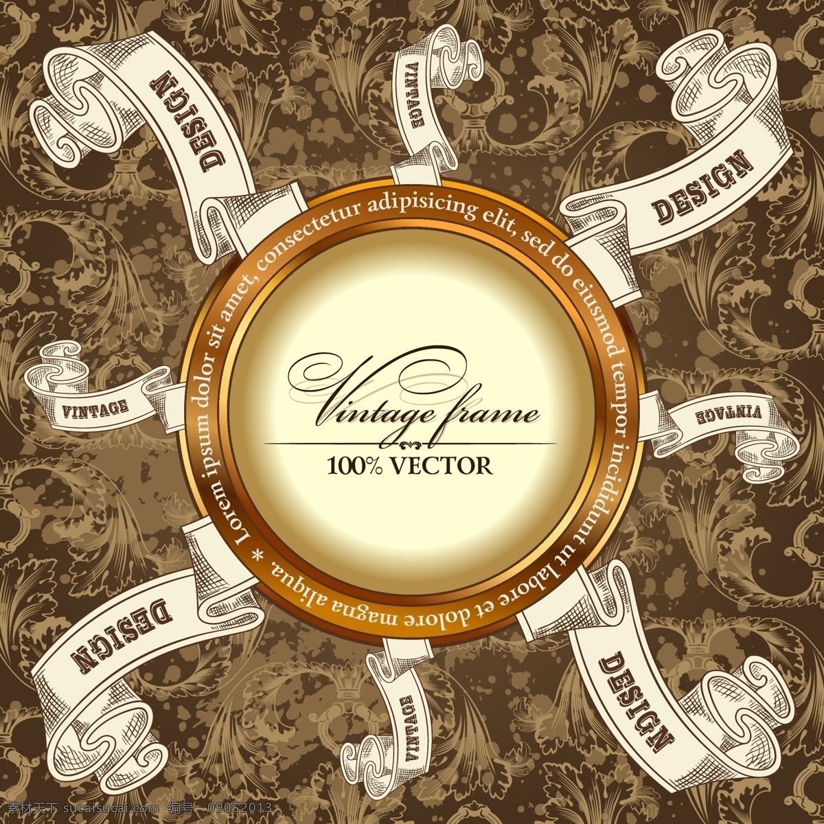 经典 复古 花纹 背景 失 量 底纹 环形 欧式 飘带 矢量图 其他矢量图