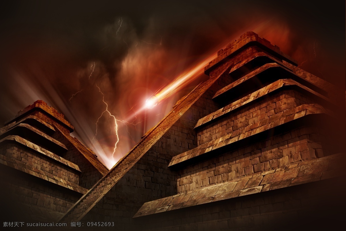 墨西哥 金字塔 墨西哥金字塔 世界末日 地球末日 闪电 雷电 玛雅预言 灾难 宇宙太空 埃及金字塔 风景图片
