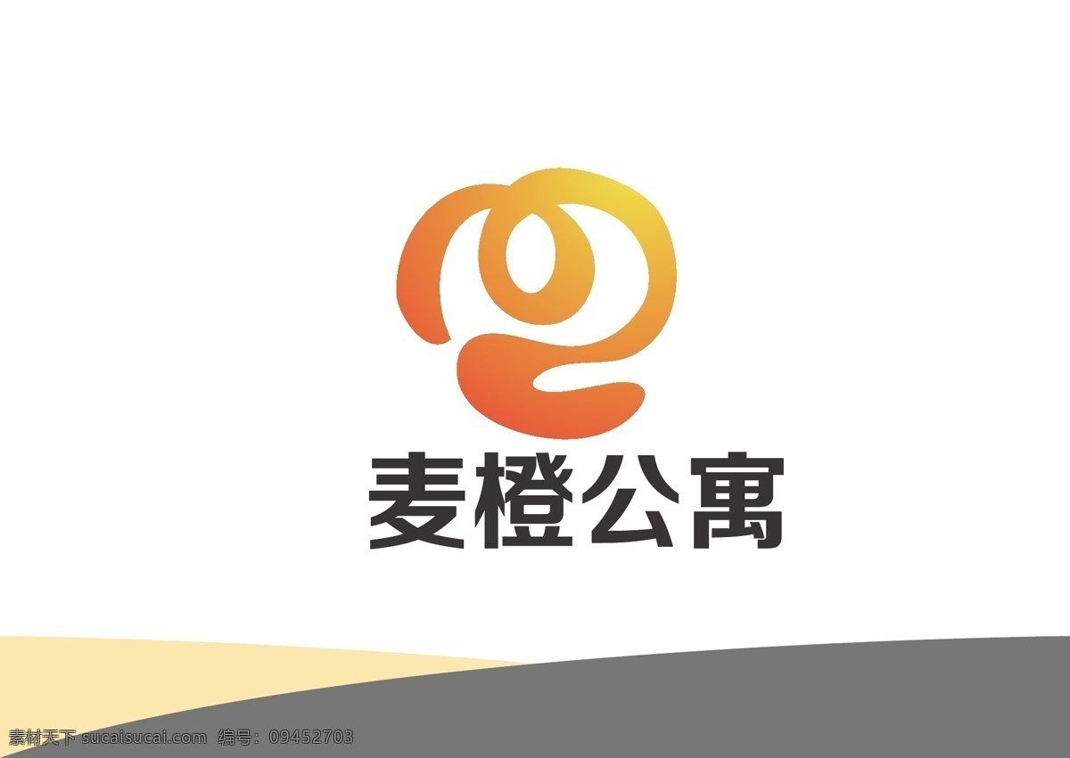 公寓标识设计 公寓 标识设计 字母m 橙子 简约 现代
