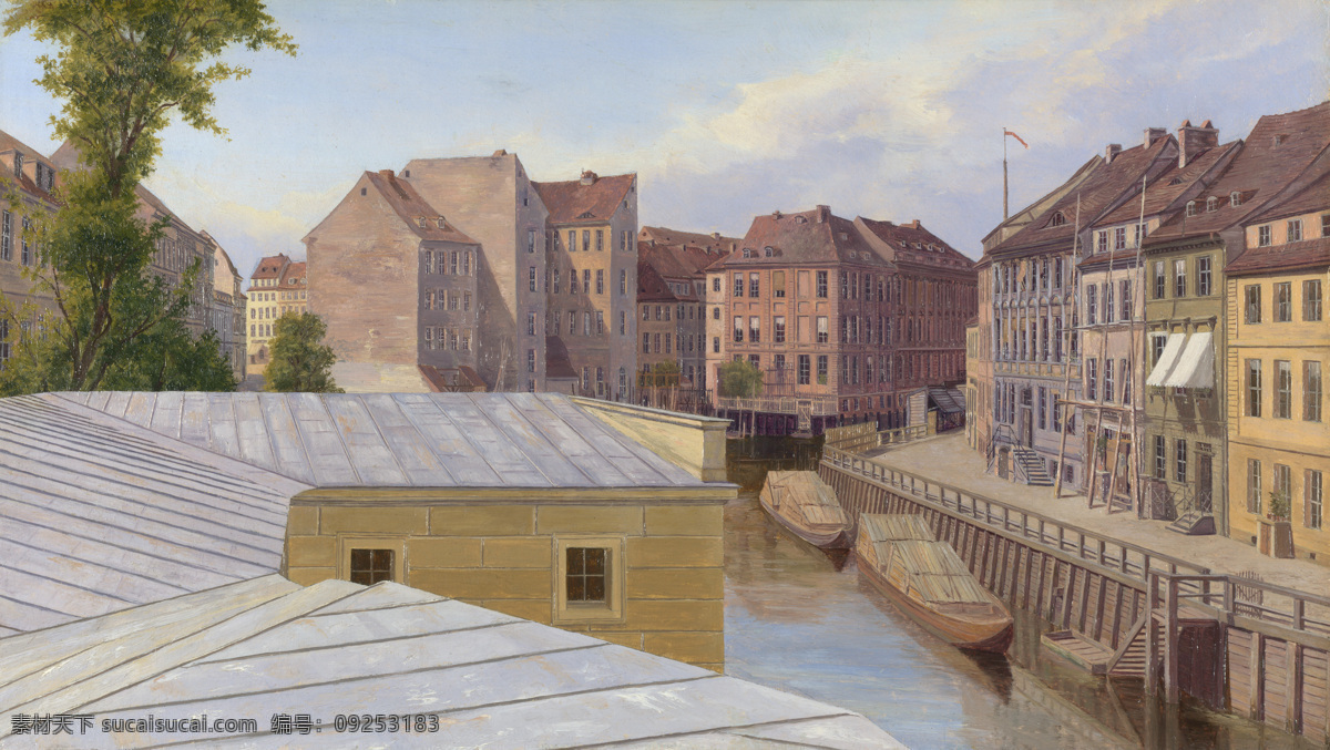 berlin 大师 画家 古典 画 建筑 景物 装饰画 油画 friedrichsgracht the gaertner eduard 人物 高清 西方 国外 现代 家居装饰素材