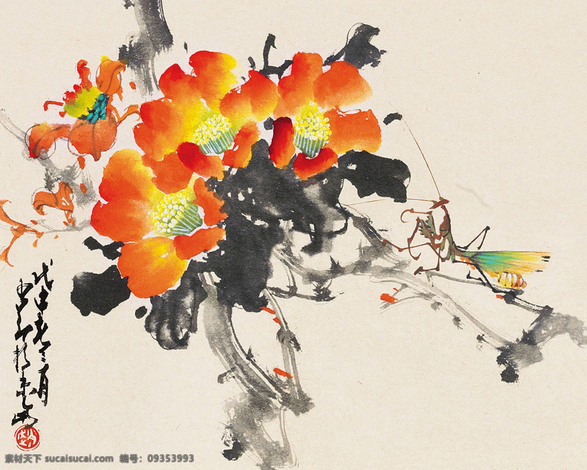 春花 国画 绘画书法 水墨画 文化艺术 小鸟 写意 春花设计素材 春花模板下载 赵少昂 中国画 国画赵少昂