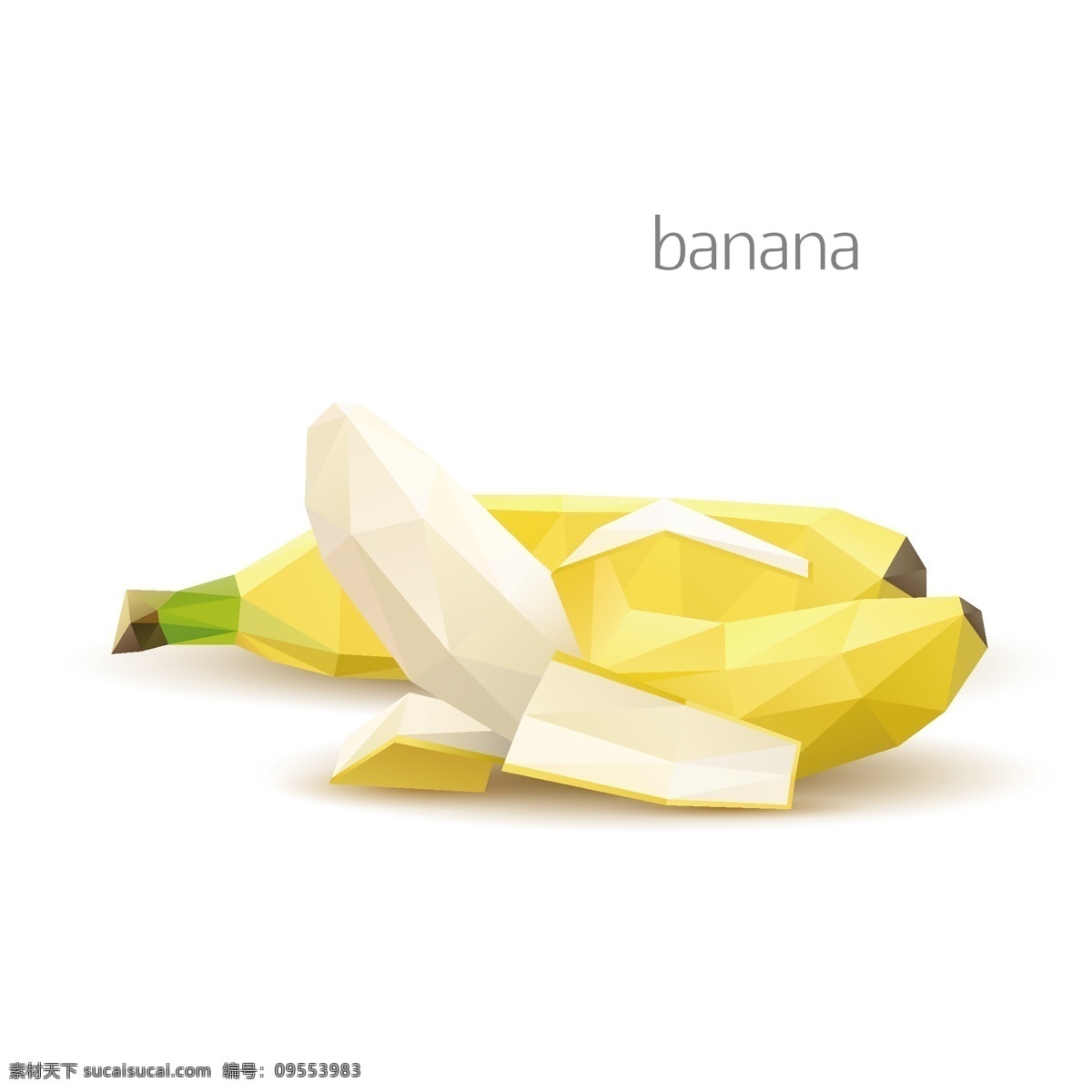 马赛克水果 水果 香蕉 像素化 几何图案 创意设计 马赛克背景 三角形 多边形 不规则图案 卡通背景 抽象背景 生物世界 矢量