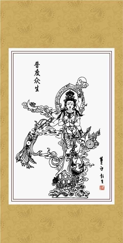鬼狐仙怪 菩萨 线描 白描 绘画 工笔 国画 民间故事 传统纹样 传统文化 文化艺术 矢量