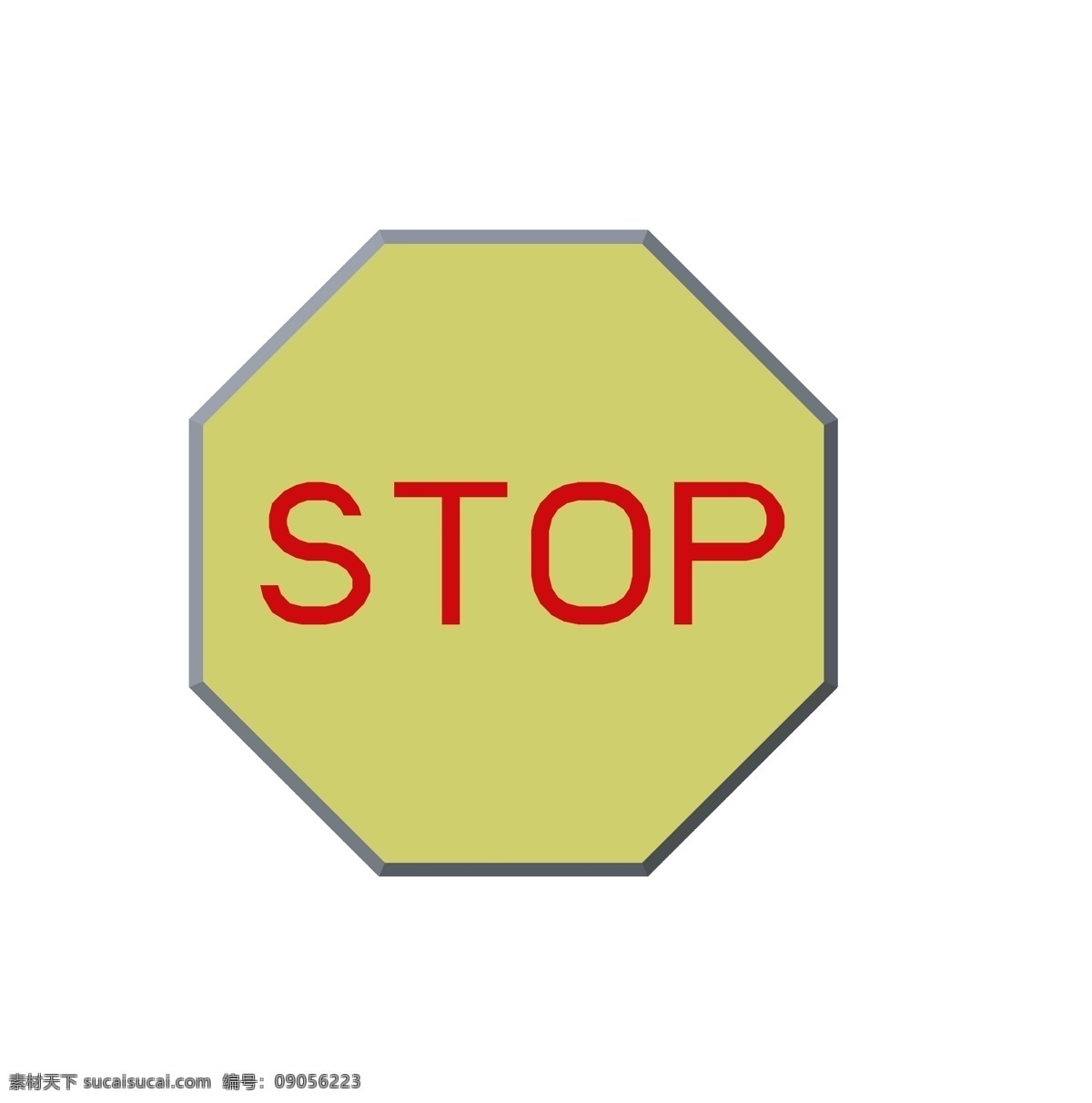 停车让行 路标 图标 小 元素 矢量 交通 黑色框 黄色底 红色标识 标志性 png免扣
