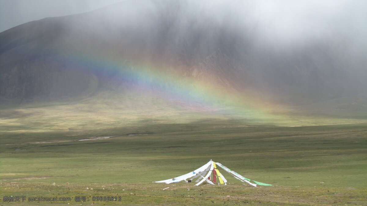 高原 草原 彩虹 草 高山 西藏 青海 旅游 青藏高原 风景 绿色 风光 318国道边 318国道 云 自然景观 自然风景