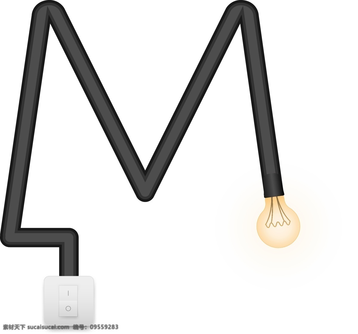 创意 矢量 灯光 字母 灯管 插座 字母m 创意灯光 灯管插座