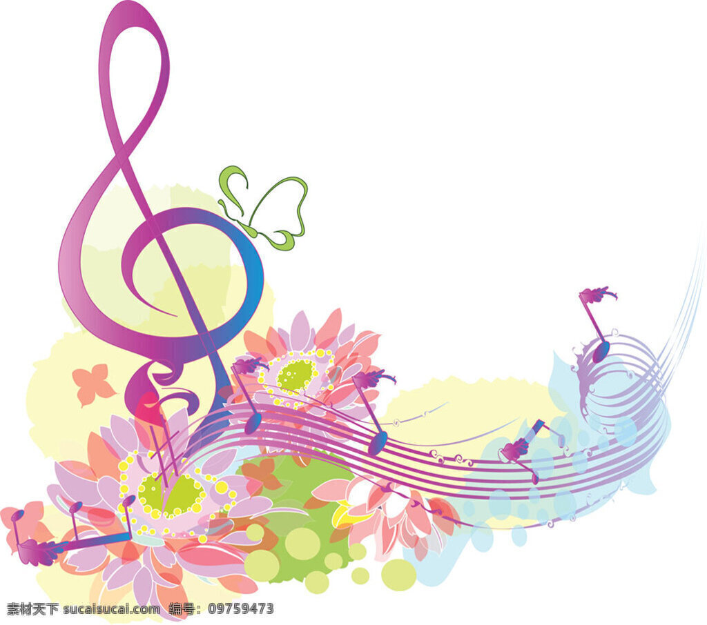 花朵音乐符 花朵 音乐 音符 音乐符号 矢量 音浪 创意音符
