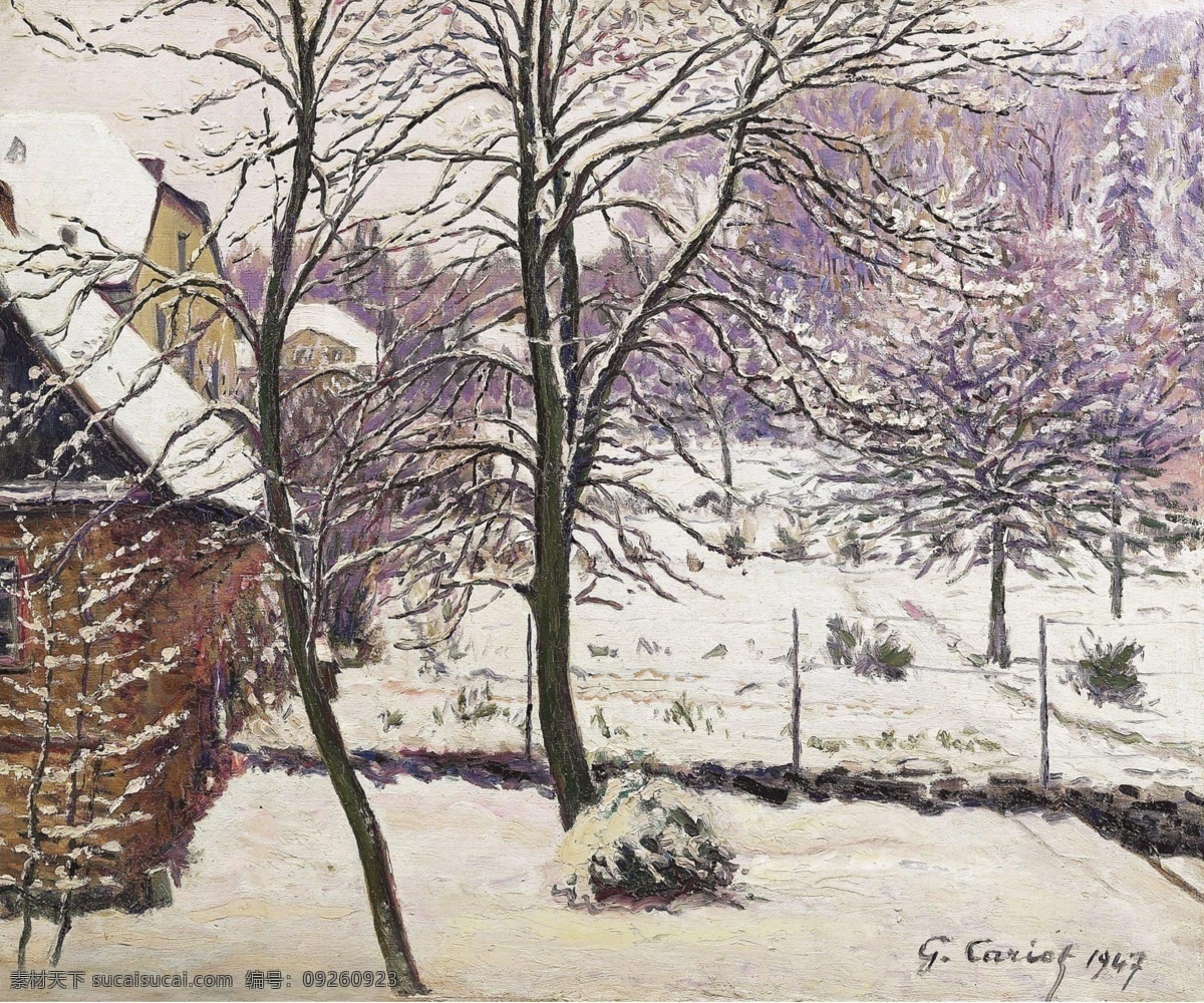 1947 大师 画家 风景画 静物 油画 建筑 装饰画 snow the under garden cariot gustave 人物 高清 西方 国外 现代 家居装饰素材