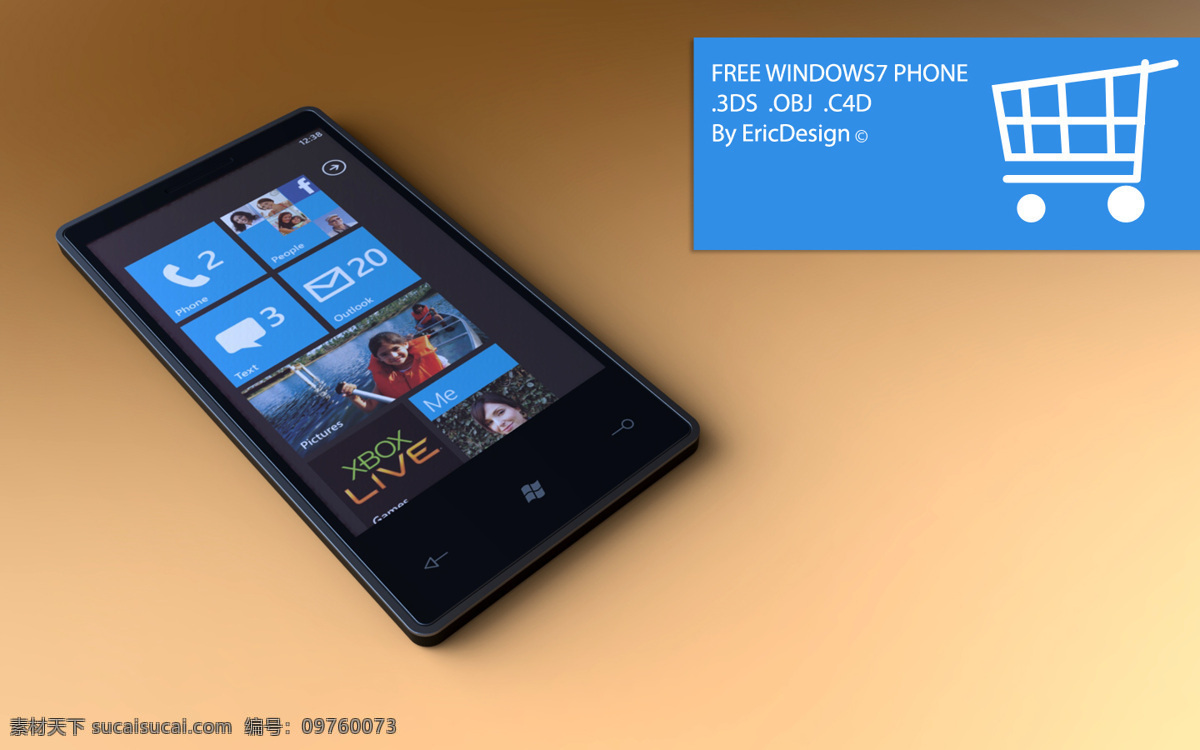 win7手机 windows7 free mobile 手机 数码电器 phone 3d模型素材 电器模型