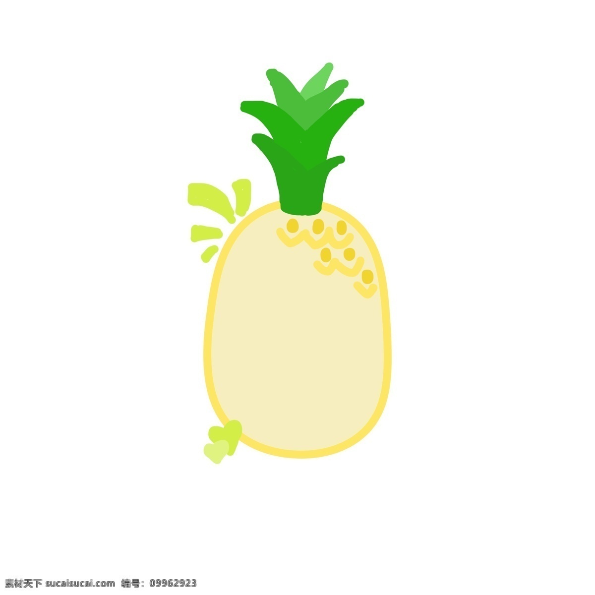 手绘 卡通 菠萝 水果 对话框 边框 商用 元素 元素图标