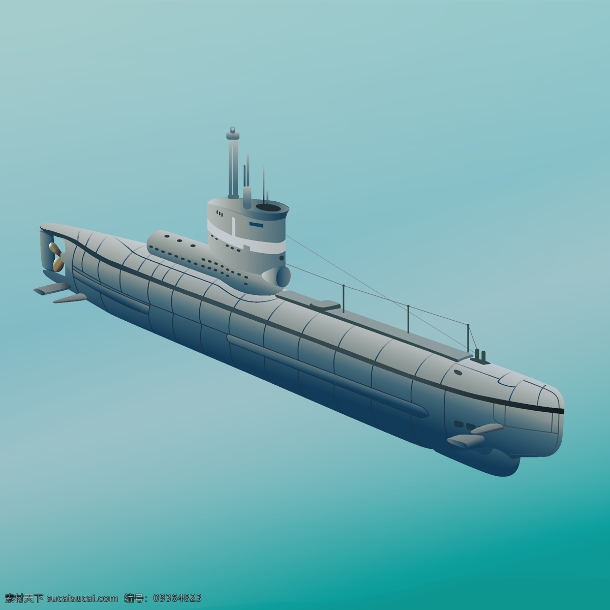 潜水艇素材 模型 深海 航母 潜水艇 工业 蓝色背景 广告背景 ai素材
