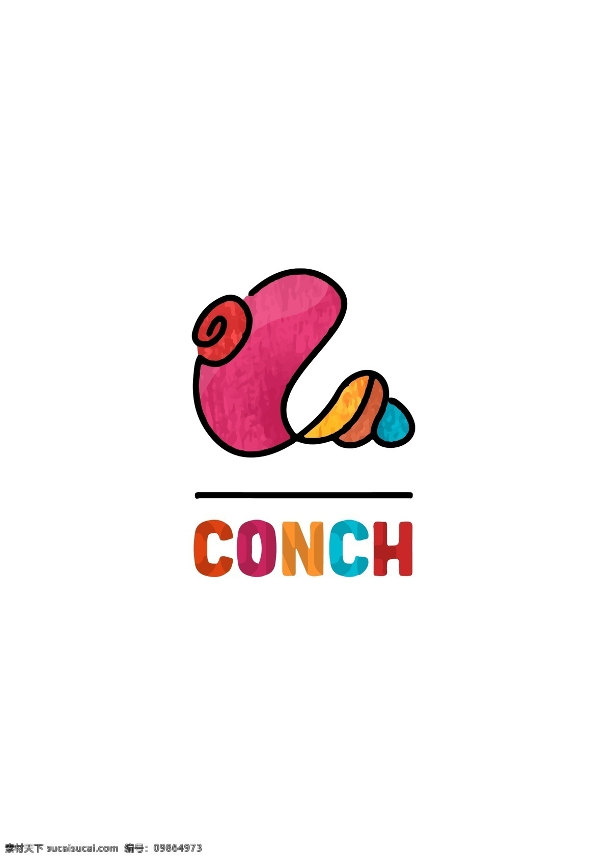 conch 海螺 logo 蜡笔 彩色logo 螺丝 丝螺 泥螺 品牌 品牌logo 蜡笔画 蜡画 包装设计 标志图标 企业 标志