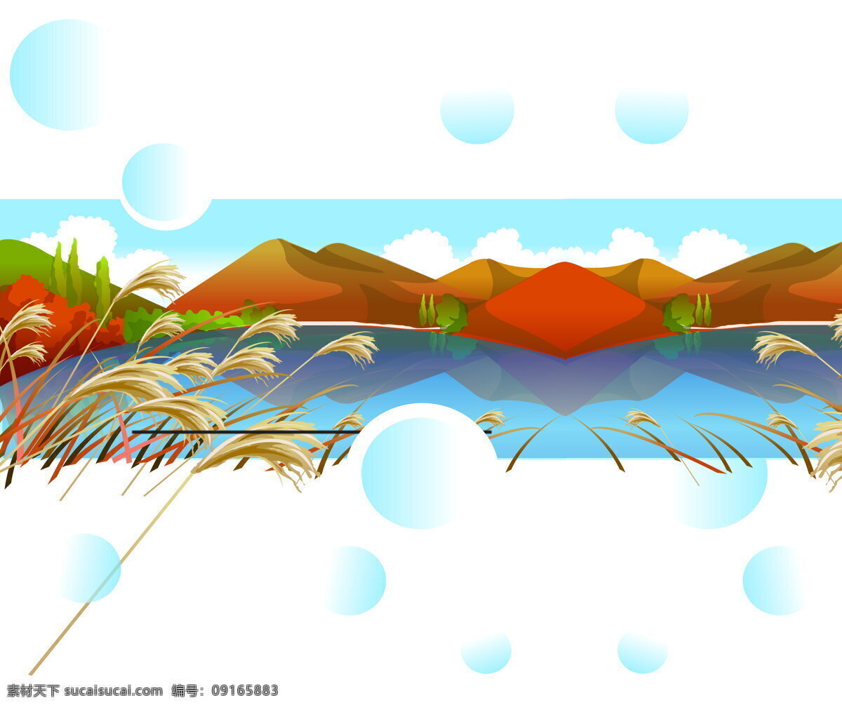 风景 移门 卡通 　 芦苇 湖水 山 山水 泡泡 蓝色 圆点 腰线 腰带 风格 图案 大全 期 家居装饰素材