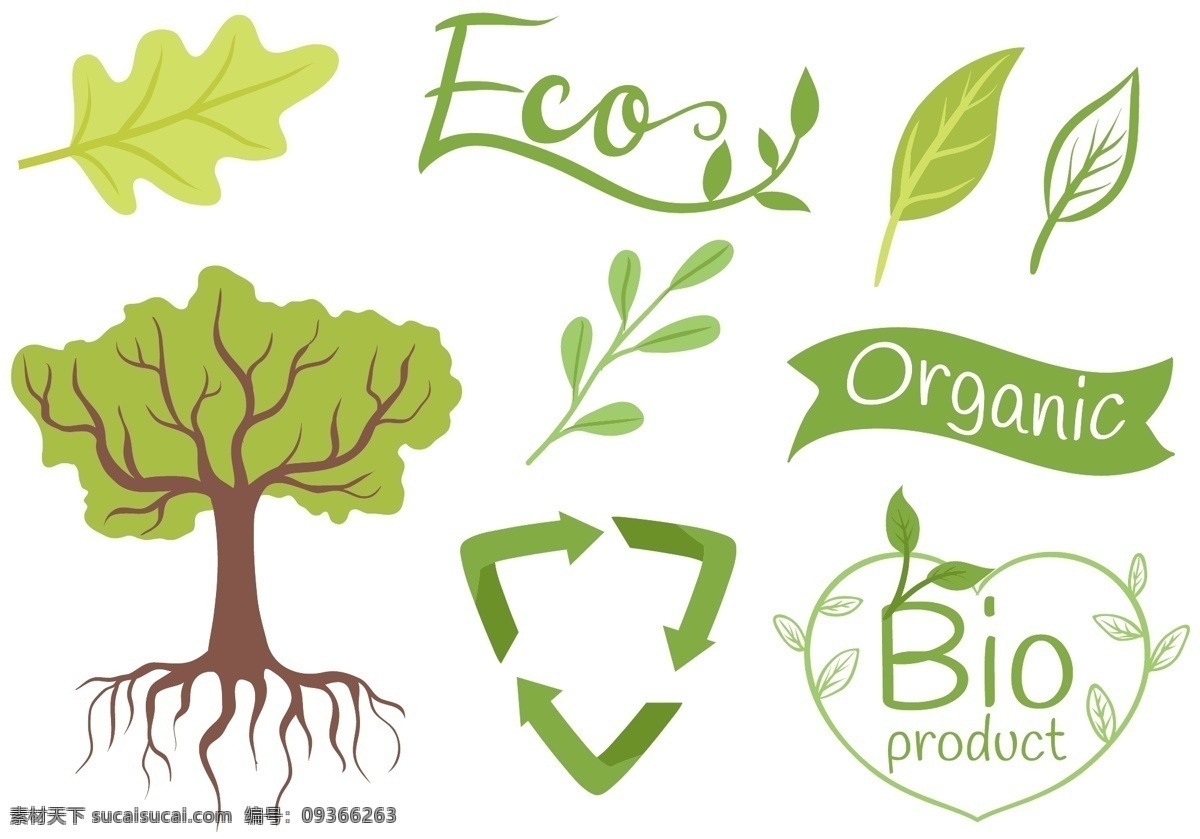 eco 环保科技 矢量 叶子 绿叶 树叶 树 树木 矢量素材