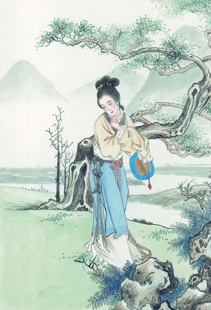 侍女图宫女图 中国古代绘画 绘画书法 文化艺术