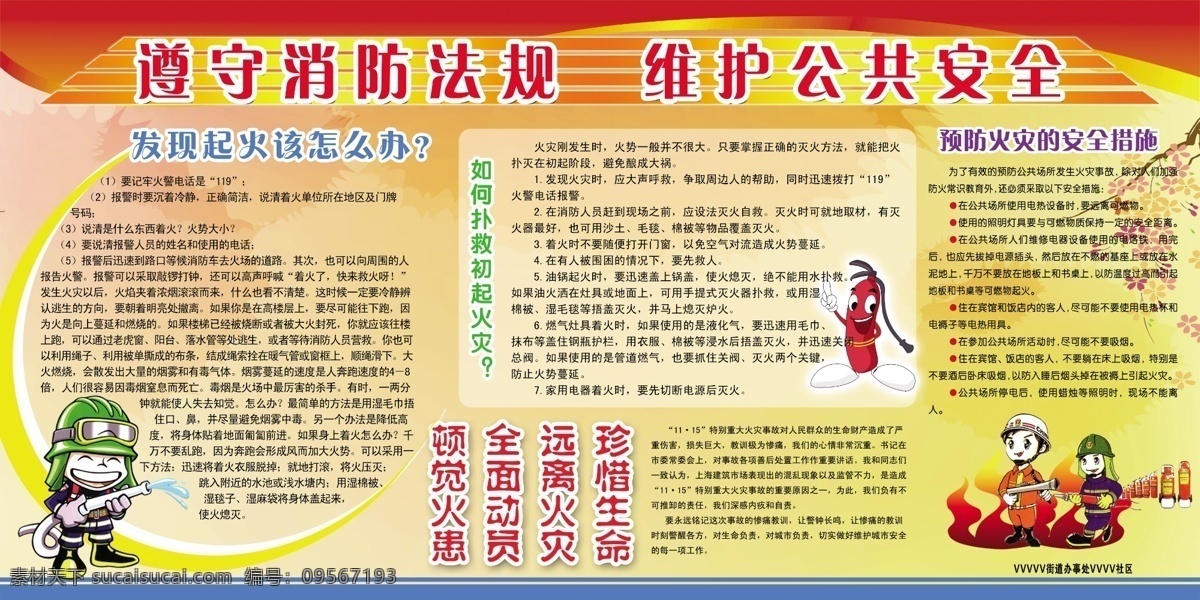 消防 展板 关于消防知识 提高消防隐患 保护公共安全 psd源文件