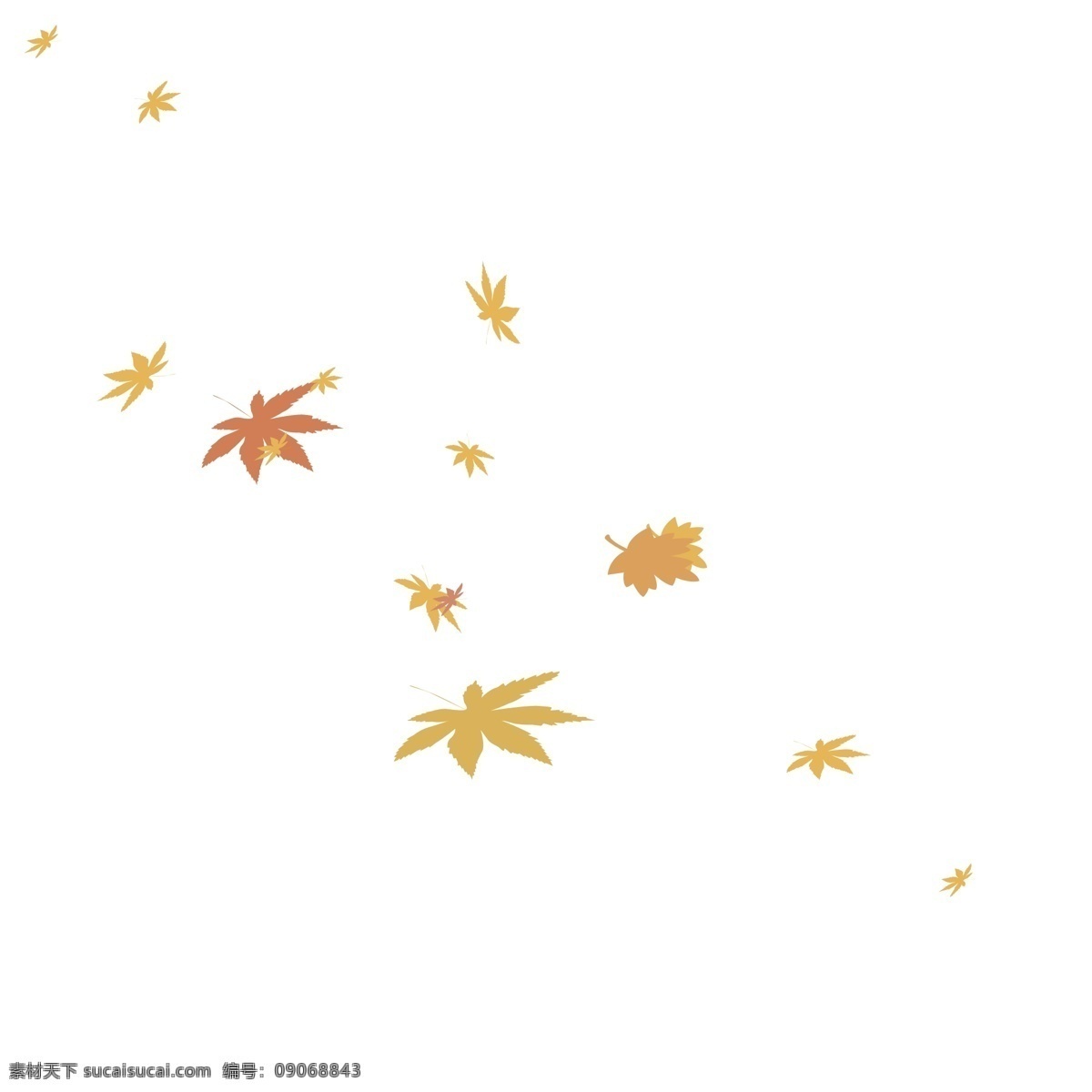 秋天 落叶 枫叶 黄色 简约 可爱 淘宝 天猫 京东 海报 喷绘 图案 黄昏 卡通