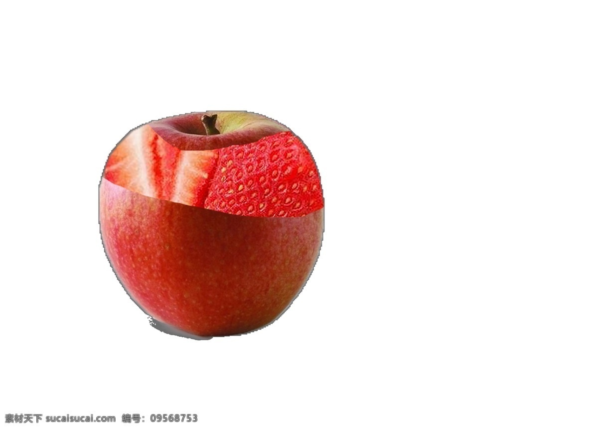 苹果 草莓 组合 图 草莓嵌入苹果 组合水果 苹果草莓组合 水果嵌入