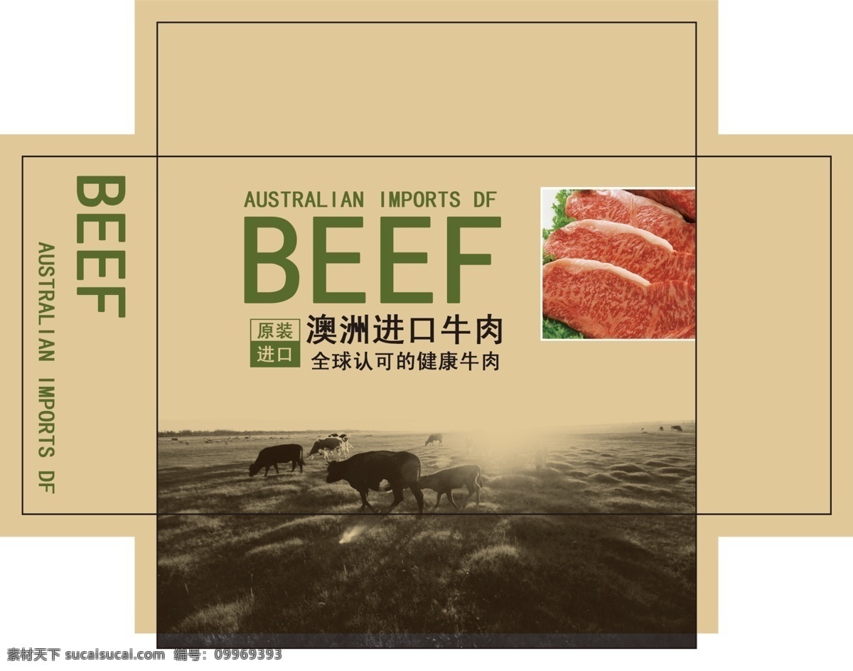 食品包装 外国包装 牛肉 牛排 专色 精品 静怡 简 包装设计 广告设计模板 源文件 黄色