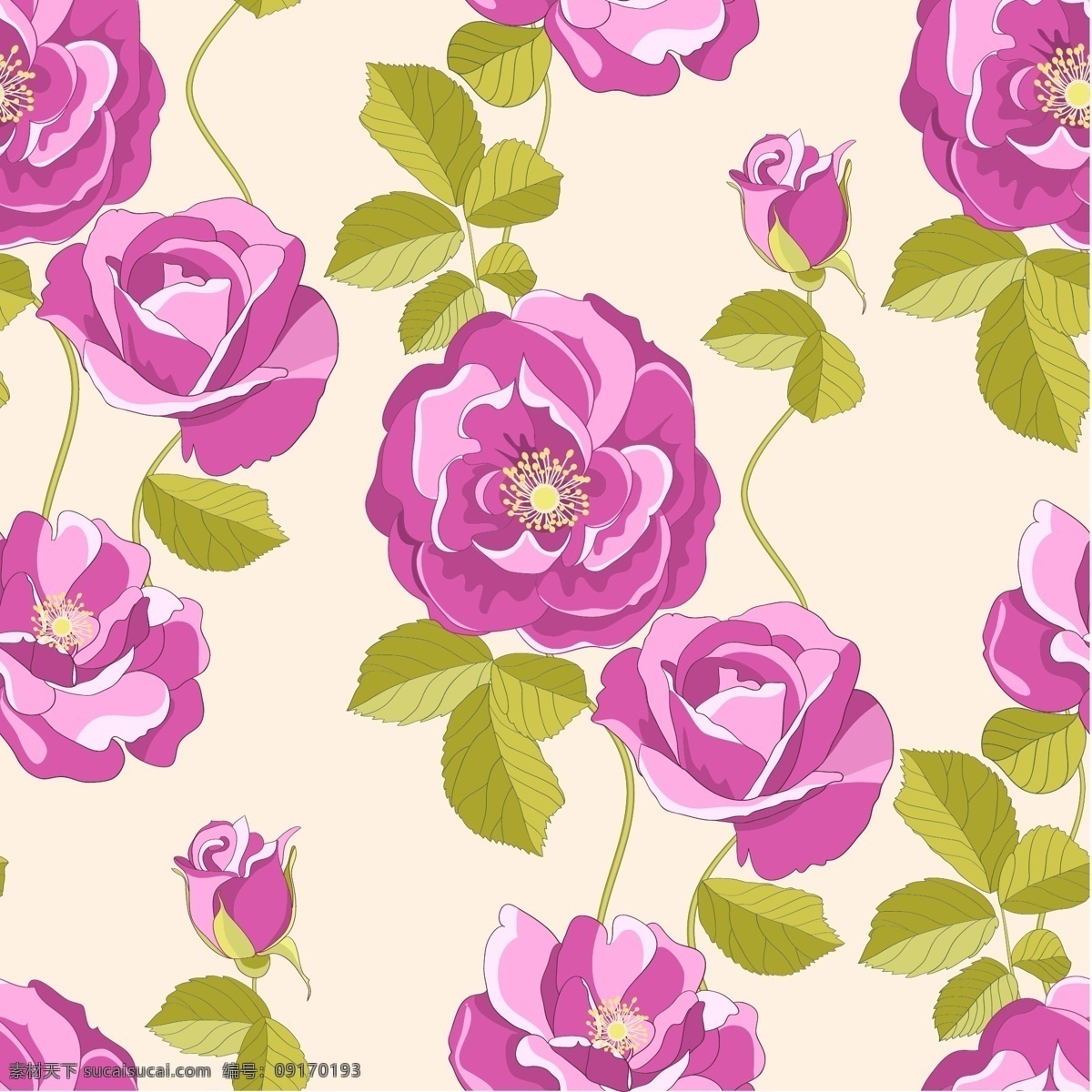 矢量 鲜艳 花朵 彩绘 图案 背景 花瓣 花纹 矢量素材 鲜花 线稿 矢量图 花纹花边