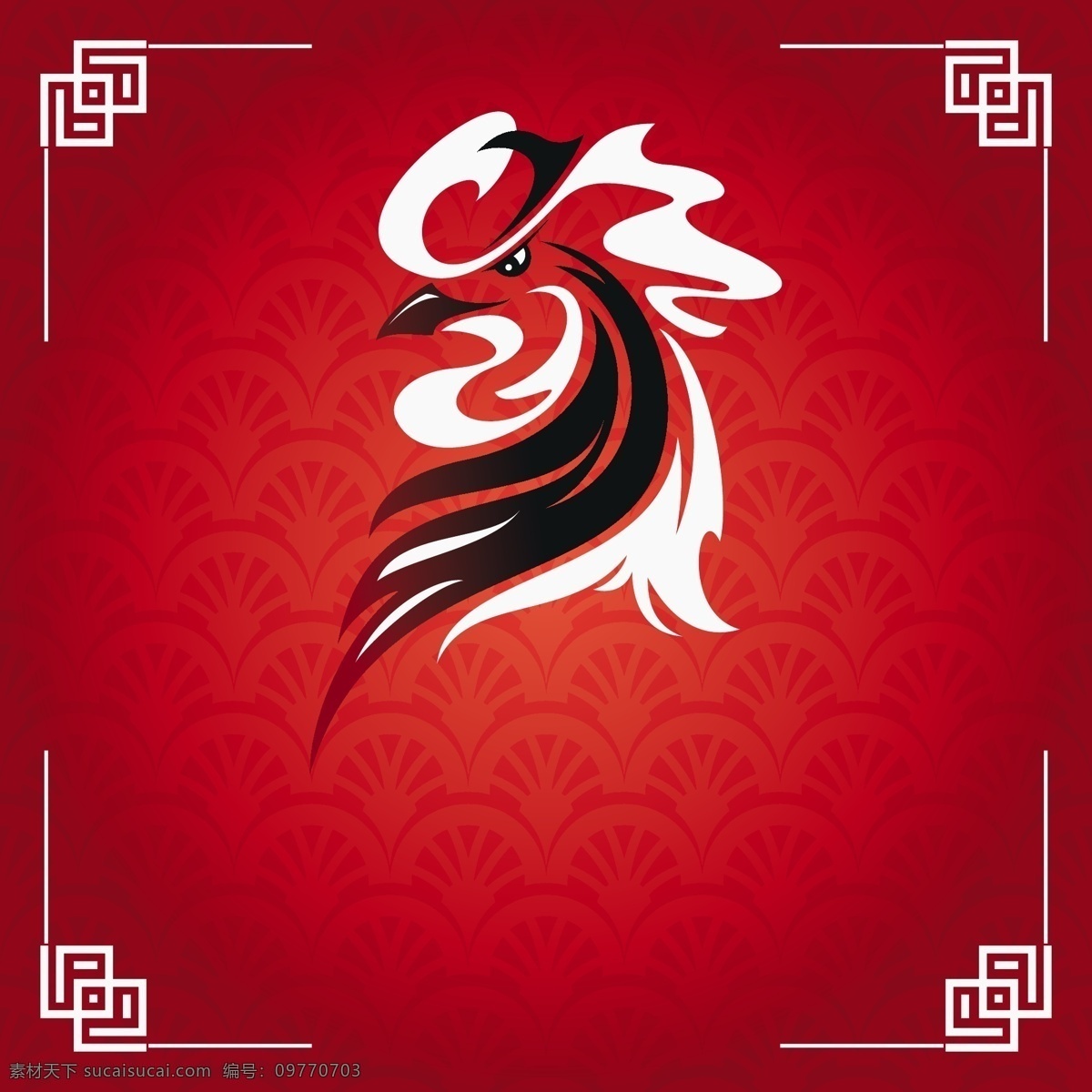 鸡年 红色 背景 边框 矢量 中国风 新年海报 边框背景 红色背景