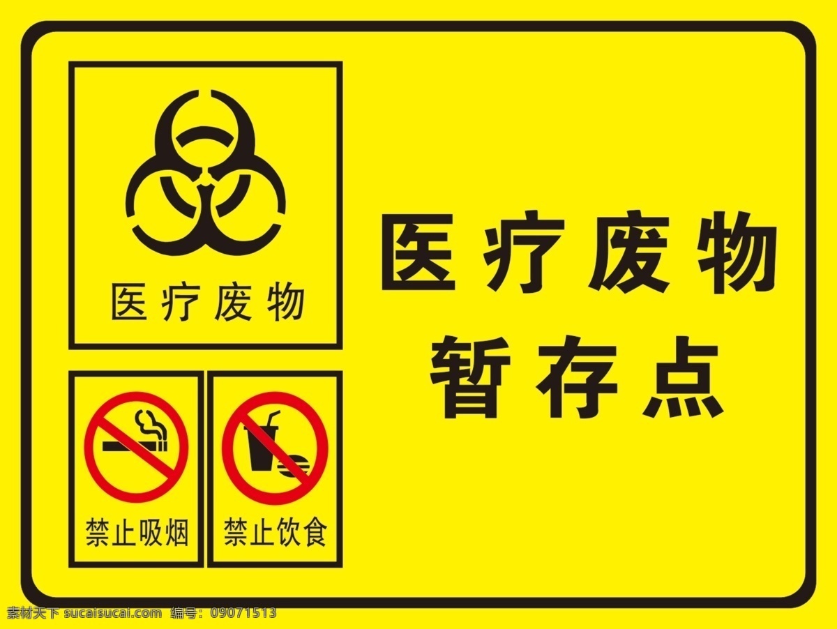医疗 废物 暂 存 点 标志 黄底 黄色