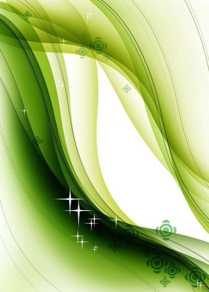 抽象绿色线条 星光 光斑 绿色 彩带 丝带 抽象 线条 条纹 花纹 商业 广告 时尚 背景 卡通 欧美风格 分层 源文件