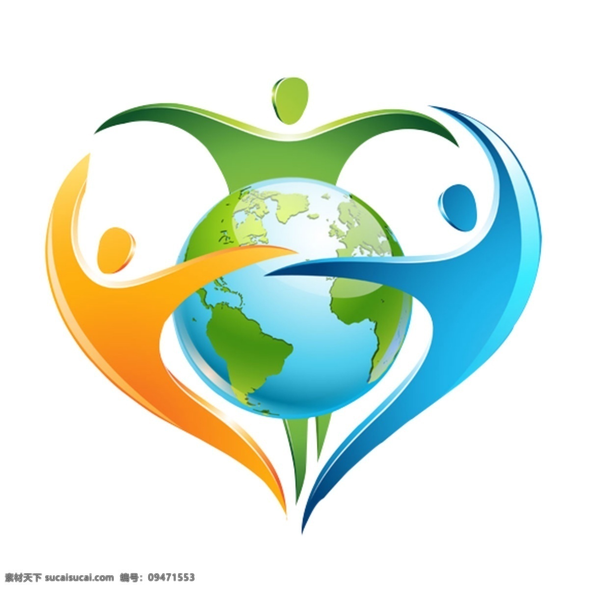 人与地球 人物 地球 标志 绿色 蓝色 logo